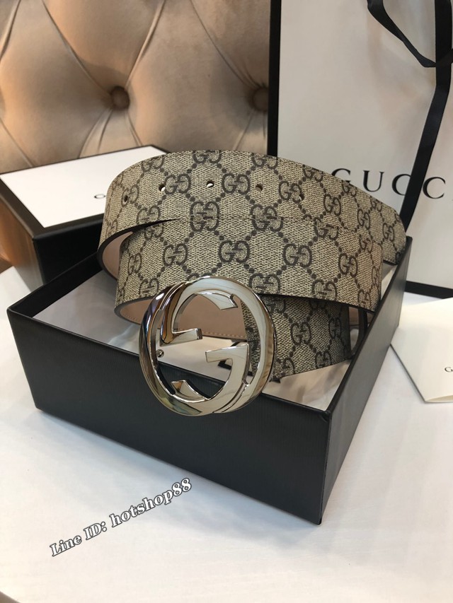 Gucci經典男士皮帶 古奇PVC人造帆布印花腰帶  jjp2524